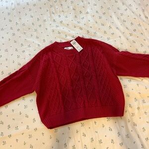 Hollister Red Crew Neck Cable Knit Sweater
